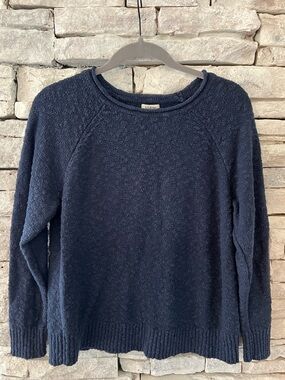 L.L. Bean Navy Textured Crewneck Sweater